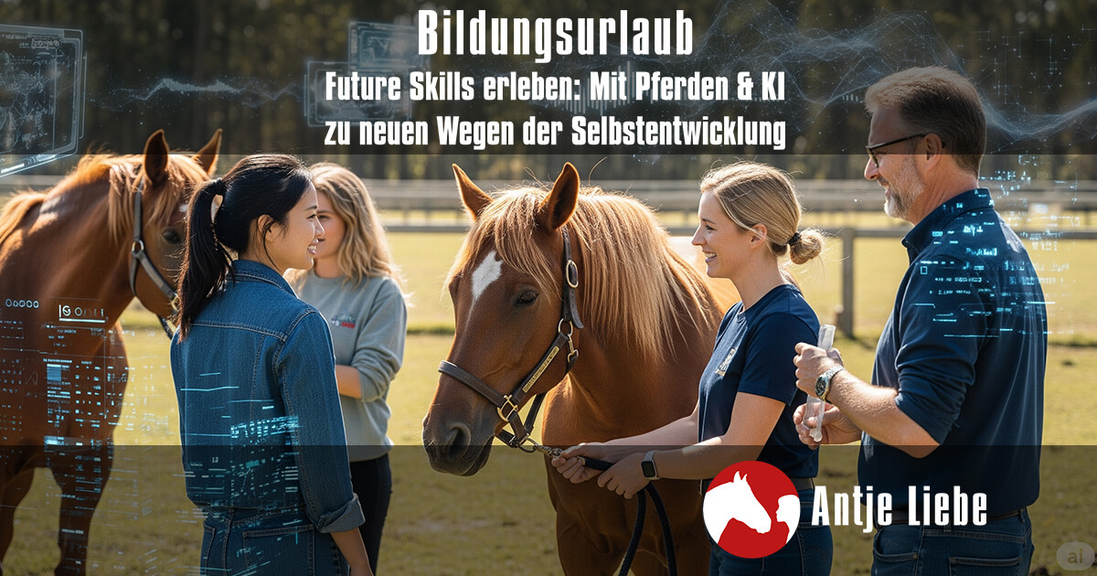 Bildungsurlaub Future Skills erleben: Mit Pferden & KI zu neuen Wegen der Selbstentwicklung | Antje Liebe | Fortbildungen, Weiterbildungen, Workshops, Seminare, Beratungen, Coachings